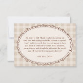 ラブ イズ ブリューピング ギンガム コーヒー ブライダル シャワー サンキューカード (裏面)