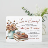 ラブ イズ ブリューピング コーヒーカップと本 ブライダルシャワー 招待状 (スタンド正面)