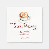 ラブ イズ ブリューピング コーヒー ブライダル シャワー スクリプト スタンダードカクテルナプキン (正面)