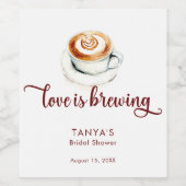 ラブ イズ ブリューピング コーヒー ブライダル シャワー スクリプト ワインラベル (シングルラベル)