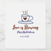 ラブ イズ ブリューピング ブラウン ブルー ブライダル シャワー 名前を追加 ワインラベル (シングルラベル)