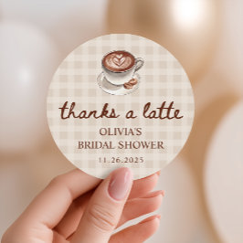 ラブ イズ ブリューミング ギンガム コーヒー ブライダル シャワー フェイバー ラウンドシール