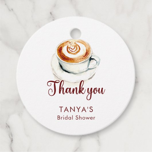 ラブ イズ ブリューリング ラテ ブライダル シャワー カスタム フェイバータグ (正面)