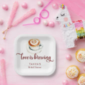 ラブ イズ ブルーイング コーヒー ブライダル シャワー スクリプト ペーパープレート (パーティー)