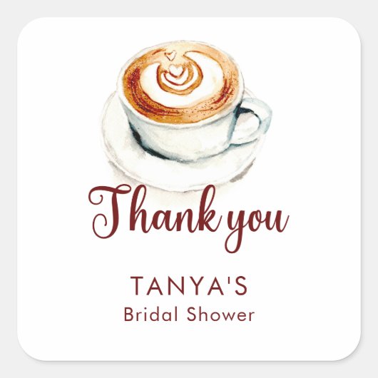 ラブ イズ ブルーイング ラテ ブライダルシャワー カスタム スクエアシール (正面)