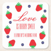 ラブ イズ ベリー スウィート フルーツ ブライダル シャワー スクエアペーパーコースター (正面)