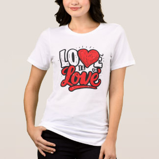 ラブ+イズ+ラブ グラフィティ風アート ユニセックス ソフトスタイル トライブレンドTシャツ