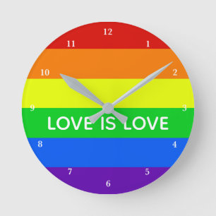 ラブ・イズ・ラブ・レインボー・ゲイプライド・カワイトLGBT ラウンド壁時計