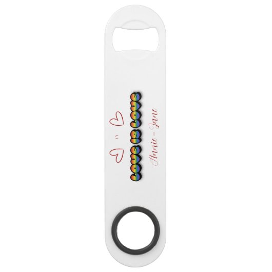 ラブ+イズ+ラブ レインボー LGBTQ スピード栓抜き (正面)