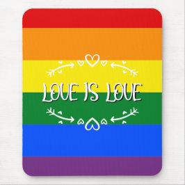ラブ+イズ+ラブ 虹色 LGBTQ Pride マウスパッド