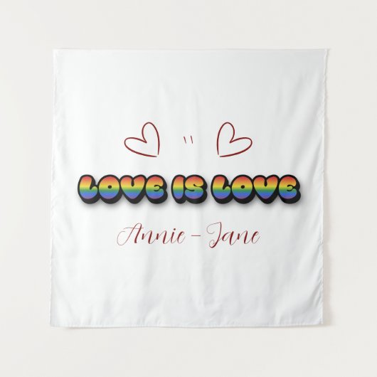 ラブ+イズ+ラブ 虹 LGBTQ タペストリー (正面)