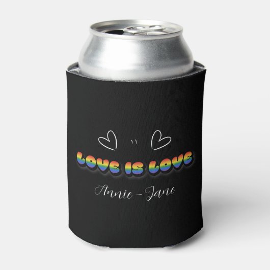ラブ+イズ+ラブ 虹 LGBTQ 缶クーラー (缶正面)