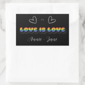 ラブ+イズ+ラブ 虹 LGBTQ 長方形シール (バッグ)