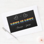 ラブ+イズ+ラブ 虹 LGBTQ 長方形シール (封筒)