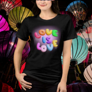 ラブ・イズ・ラブ 3D レインボー プライドTシャツ トライブレンドTシャツ
