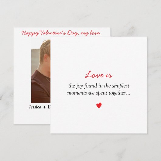 ラブ イズ ワン フォト カップル バレンタイン デー シーズンカード (正面/裏面)