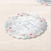 ラブ・イン・ウィンター・スノー エレガント ブライダルシャワー ペーパーコースター (アングル)