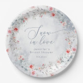ラブ・イン・ウィンター・スノー エレガント ブライダルシャワー ペーパープレート (正面)