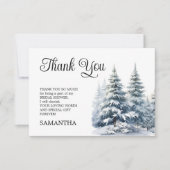 ラブ・イン・ザ・スノー 冬の松林 ブライダルシャワー サンキューカード (正面)