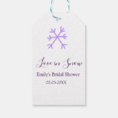 ラブ・イン・スノー ブライダルシャワー パープル スノーフレーク ステッカー ギフトタグ (裏面)