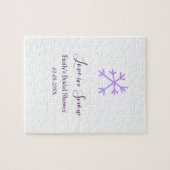 ラブ・イン・スノー ブライダルシャワー パープル スノーフレーク ステッカー ジグソーパズル (横)