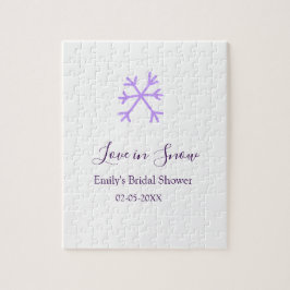 ラブ・イン・スノー ブライダルシャワー パープル スノーフレーク ステッカー ジグソーパズル