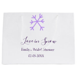 ラブ・イン・スノー ブライダルシャワー パープル スノーフレーク ステッカー ラージペーパーバッグ