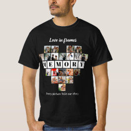 ラブ・イン・フレーム ハート形20枚フォトコラージュ ロマンティック Tシャツ