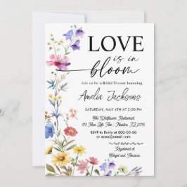 ラブ・イン・ブルームの花束 ウェディングシャワーの野生の花 招待状