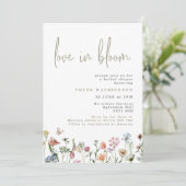 ラブ・イン・ブルーム カラフルな野生の花 ブライダルシャワー 招待状 (スタンド正面)