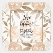 ラブ・イン・ブルーム ピンクの花 スクエアシール (正面)