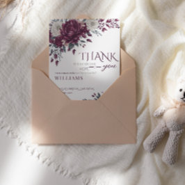 ラブ・イン・ブルーム・フラワーズ バーガンディー・クリーム ブライダルシャワー サンキューカード