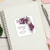 ラブ・イン・ブルーム フラワーズ バーガンディー クリーム ブライダルシャワー スクエアシール