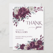ラブ・イン・ブルーム・フラワーズ バーガンディ・クリーム ブライダルシャワー サンキューカード (正面)