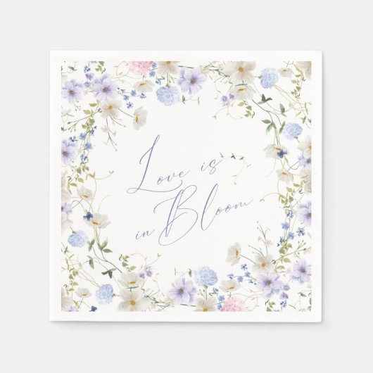 ラブ・イン・ブルーム・フローラルパープルグリーンの花嫁の披露宴 スタンダードカクテルナプキン (正面)