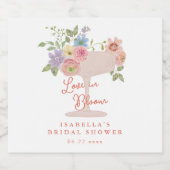 ラブ・イン・ブルーム フローラル ガーデン ブライダル シャワー スパークリングワインラベル (シングルラベル)