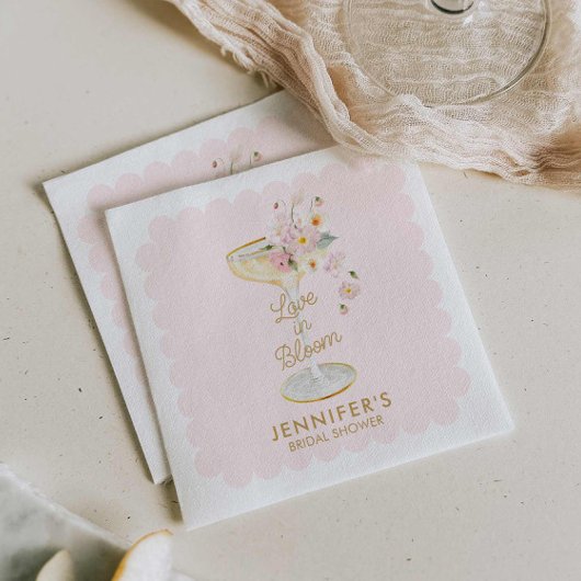 ラブ・イン・ブルーム・ブラッシュピンクの花嫁のシャワー スタンダードカクテルナプキン