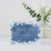 ラブ・イン・ホワイト・ブルー・スノー　スノーフレーク・ブライダルシャワー サンキューカード (スタンド正面)