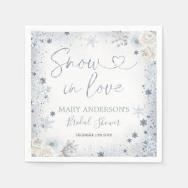 ラブ・ウィンター・スノー・スノーフレーク ブライダルシャワーペーパー スタンダードカクテルナプキン
