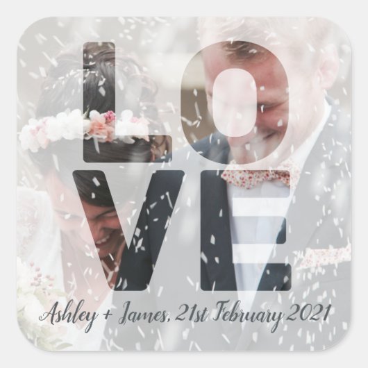 ラブ ウェディング テーマ シアーオーバーレイ フォト スクエアシール (正面)