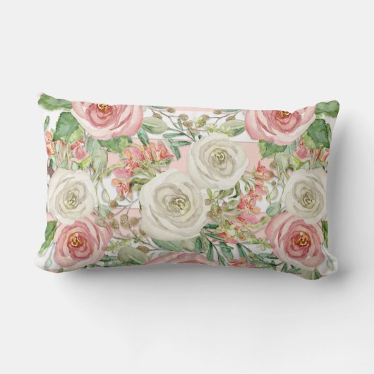 ラブ ウェディング パーソナライズド ネームズ ウォーターカラー フローラル ランバークッション (裏面)