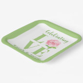 ラブ ウォーターカラー ローズ ネーム ブライダル  ペーパープレート (傾斜あり)