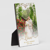 ラブ エレガント ゴールド スクリプト Mr. & Mrs. 結婚写真 フォトプラーク (側面)