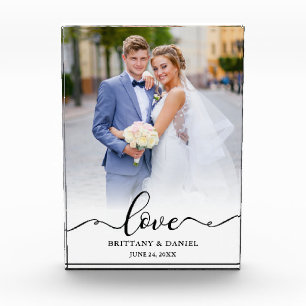 ラブ エレガント ブラック スクリプト ブライド グルーム ウェディング フォトブロック