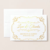 ラブ&エレガン感謝していトな結婚式ありがとう写真 箔カード (封筒付き正面)