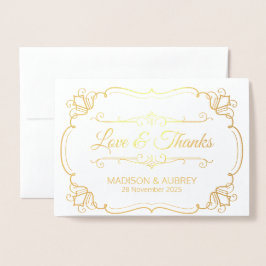 ラブ&エレガン感謝していトな結婚式ありがとう写真 箔カード