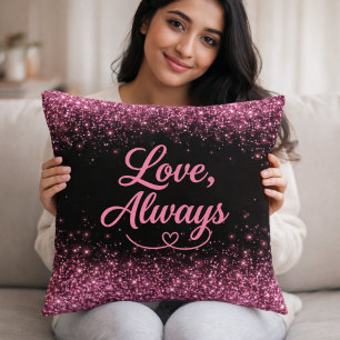 ラブ・オールウェイズ ピンクグリッター ブラックロマンティック クッション