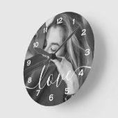 ラブ カスタム フォト メモリアル ラウンド壁時計 (傾斜)