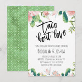 ラブ カップル シャワーのためのサボテン ピンク タコ 招待状 (正面/裏面)