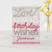 ラブ&キスの誕生日の挨拶状 カード (黄色い花)